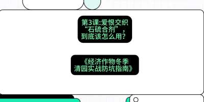 第3节：【核武药剂】爱恨交织的&ldquo;石硫合剂&rdquo;，到底该怎么用？，课程：《经济作物冬季清园&middot;实战防坑指南》#识农AI