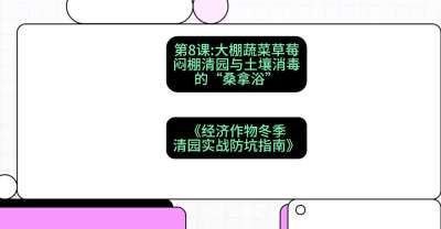 第8节：【大棚蔬菜草莓】闷棚清园与土壤消毒的&ldquo;桑拿浴&rdquo;，课程：《经济作物冬季清园&middot;实战防坑指南》#识农AI